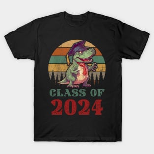 T Rex Dinosaur Class of 2024 First Day Of School Graduation T-Shirt